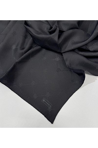 Vakko Eșarfă din mătase jacquard monogramă 41549-negru