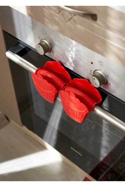 CKM silikon Silicone Fireproof Oven Mitts Pot Pan Handle Set of 2