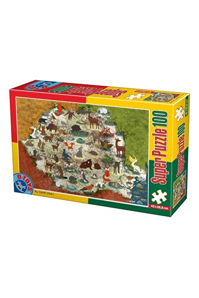 D-Toys Super Puzzle 100 - Animalele din România