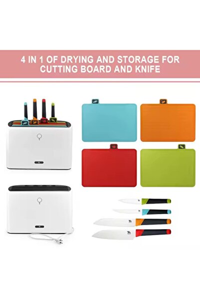 MACVI Set of 4 Macvi® choppers and 4 knives, integrated stand, cleaning and drying function