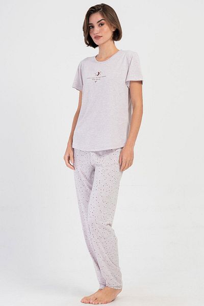 VİENETTA Women's Short Sleeve Beige Pajama Set C8T2N2O304