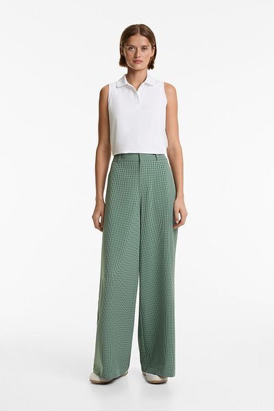 Oysho Wide-leg gingham trousers