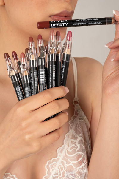 ZEYNABEAUTY Dudak Kalemi Kalın Jumbo Dudak kalemi Kalemtraşlı 12'Li Set