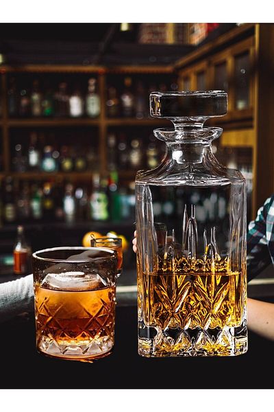 Paşabahçe Timess Series-Whisky-Vodka-Wine Ware-Set.5 Pieces-4 Pcs 345 Cc-Glass-750 Cc-Wine Pot-Bottle
