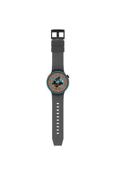 Swatch Unisex Analogue Quartz Movement Watch with Polymer 47mm Case and Silicone Bracelet