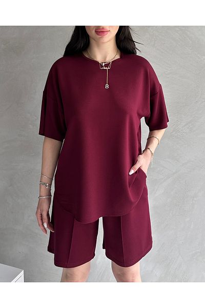 Tarz Cool Women's Modal Fabric Oversize Short Sleeve Women's Tracksuit Set with Shorts, Soft Fabric with Laces