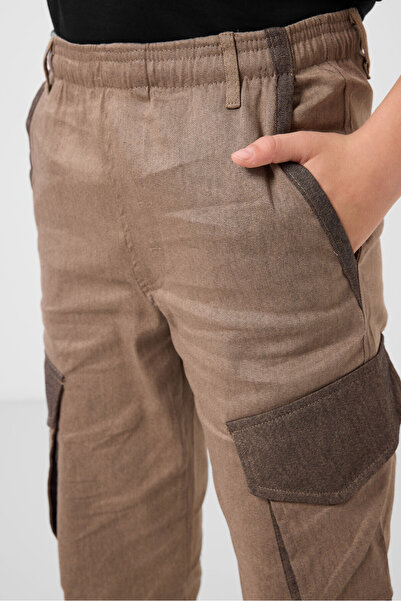 TOMMY LIFE Camel Standart Fit Dokuma Hafif Esnek Chino Erkek Çocuk Pantolon - 11271