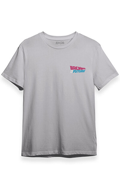 Kretas Unisex siva T-shirt Majica "Povratak u budućnost" minimalistički predn...