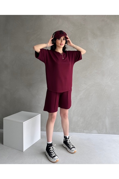 Tarz Cool Kadın Modal Kumaş Oversize Kısa Kollu Kadın Eşofman Takımı, Şortlu, Bağcıklı Yumuşak Kumaş