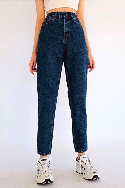 LAMİRA Dark Blue Mom Jean Flexible Women's Jean