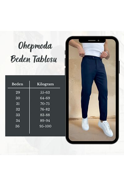 OHEPMODA Slim Fit Straight Lycra Men's Fabric Trousers