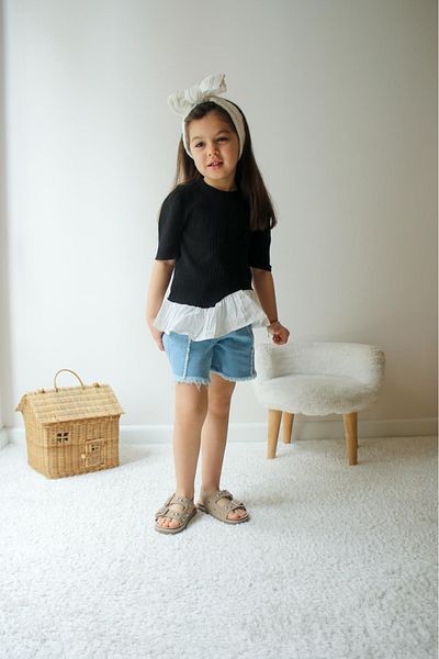 SANTRALBEBE Girl's Blouse with Shorts Ruffle Set