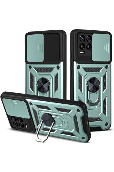 Rivor Realme 8 & Realme 8 Pro Kılıf Kamera Sürgülü Standlı Yüzüklü Darbe Emic...