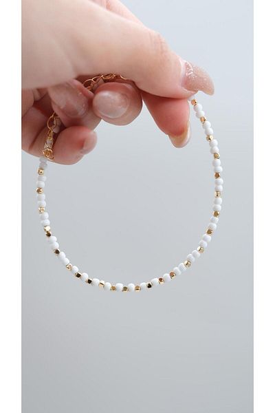 Jerie Colorful Bead Anklet with Gold Topcuk Detail