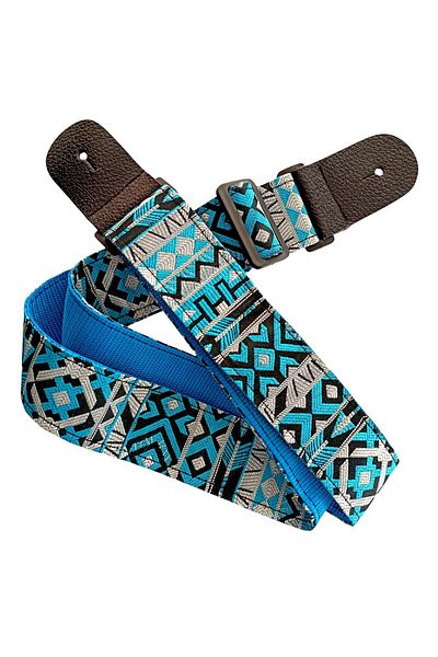 LongMoon Rj200-C1 Guitar Strap Deluxe Teal Guitar Strap with Leather Head 2 Layers