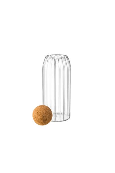 Dania Clear glass jar with cork lid, ball shape, airtight, 23 cm
