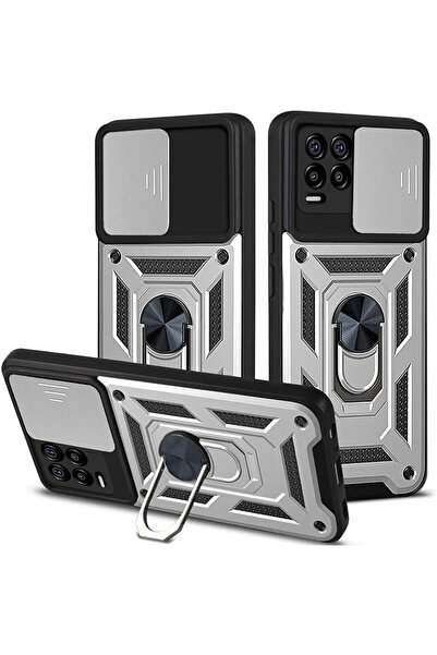 Rivor Realme 8 & Realme 8 Pro Kılıf Kamera Sürgülü Standlı Yüzüklü Darbe Emic...
