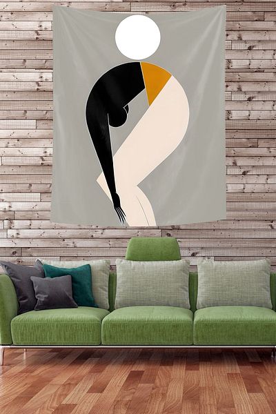 on the clouds Decorative Bohemian Minimalist Abstract Yoga Themed Stain Resistant Fabric Wall Cloth Wall Carpet Tapestry