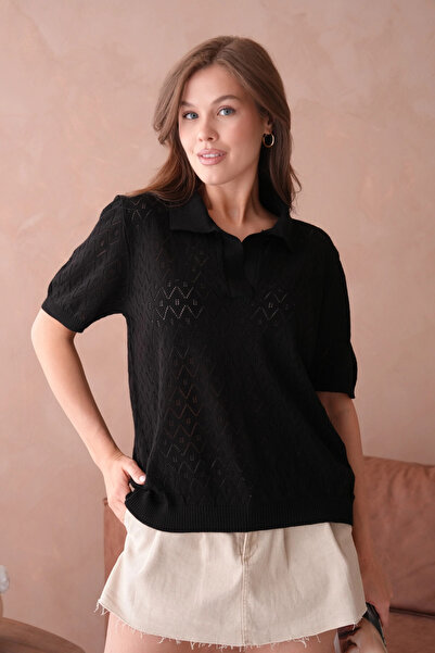 Park Karon Kısa Kol Salaş Yazlık Polo Yaka Triko T-Shirt