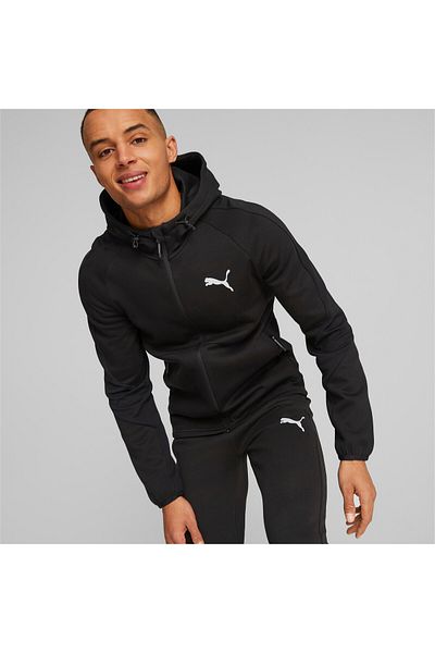 Puma Mens EVOSTRIPE Full-Zip Hoodie Sweat Jacket - Black