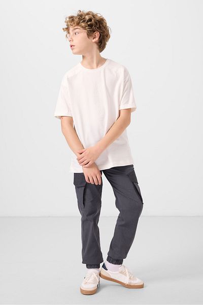 TOMMY LIFE Ecru Cotton Soft Textured Oversize Printed Boy's T-Shirt - 11301