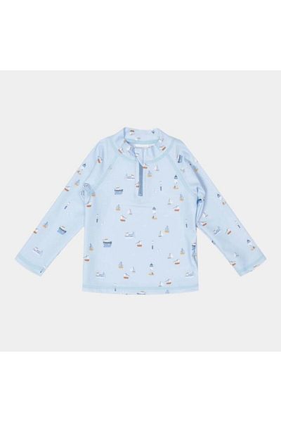 Little Dutch - Tricou cu protecție UV pentru băieți, Sailors Bay Blue, mărimea 74-80