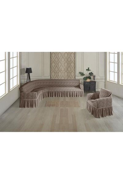 Stylish Home HUSE JAKARD PENTRU COLTAR FOTOLIU-LIGHT BROWN