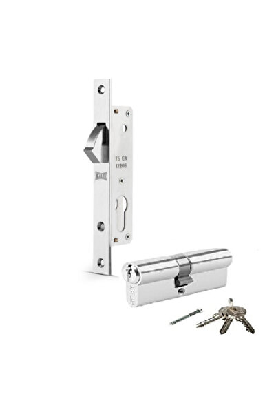 Kale Kilit Kale 201 40mm Standart Sürme Kapı Kilidi - Nikel-(62MM SİLİNDİRLİ)