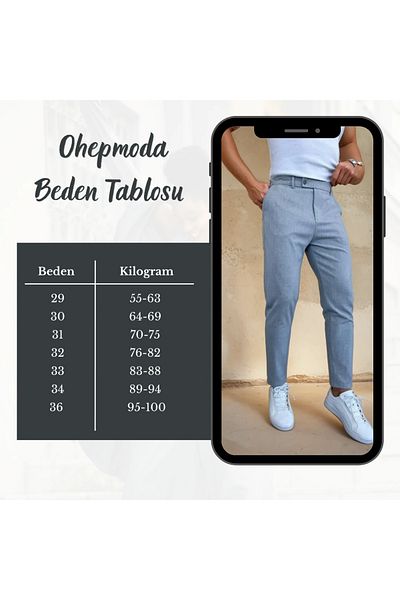 OHEPMODA Slim Fit Straight Lycra Men's Fabric Trousers