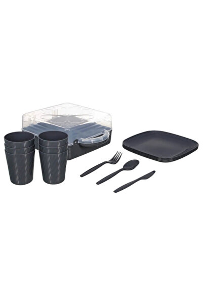 RiverWorld River World Piknik İçin 6 Kişilik Tabak Bardak ve Servis Seti Plas...