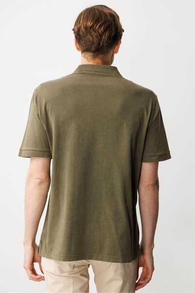 Desen Triko Men's Polo Neck T-shirt Khaki