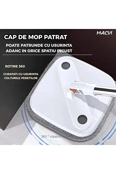 MACVI Macvi® Spin Mop with Bucket, 2 Microfiber Cloths, 360° Rotation, Automatic Wringing, Light Gray