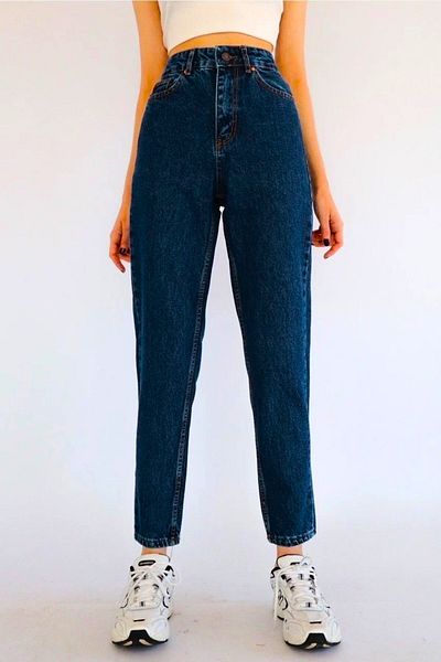 LAMİRA Dark Blue Mom Jean Flexible Women's Jean