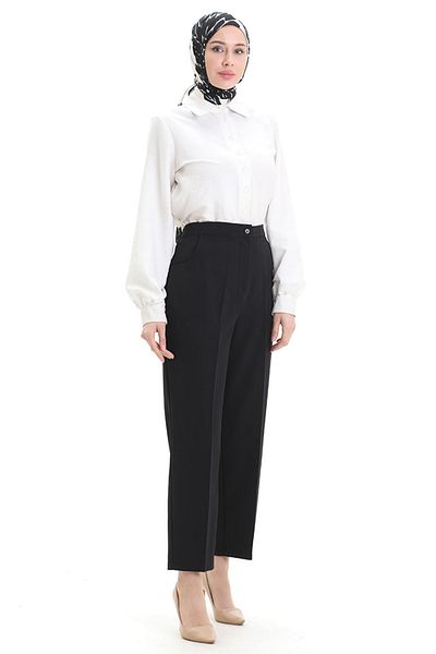 sefamerve Pantaloni cu buzunare de mărime mare 4003-01 Negru