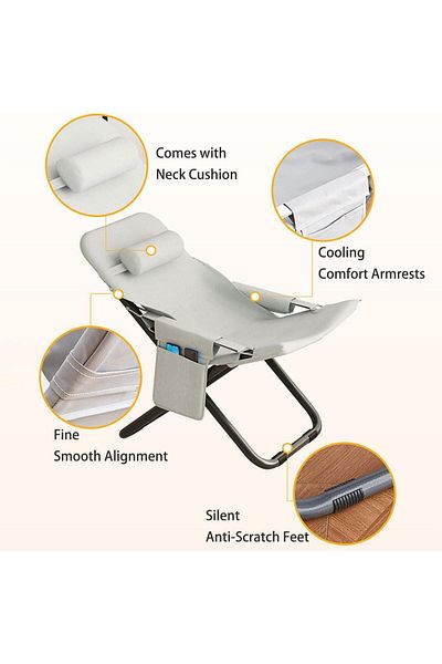 COOYA Lazy Sofa Chair,3-Speed Adjustable Backrest,with Footstool,Lumbar Spine Health,Gray