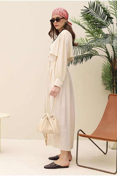 HEQA Knitted Bucket Bag Beige