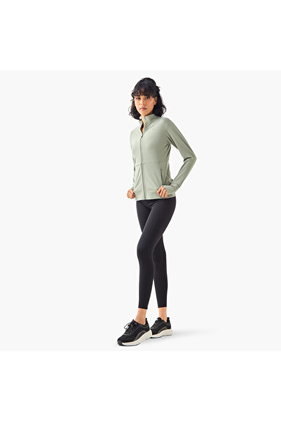 Adot Panelled Jacket with Long Sleeves and Zip Closure