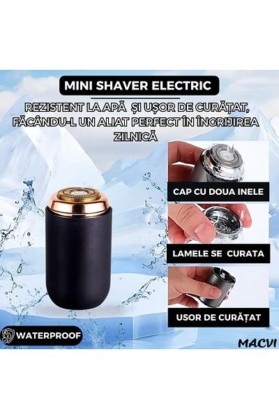 MACVI Macvi® Mini Portable Shaver, Fast and Efficient Hair Removal, USB, 60 Minute Battery Life, Black