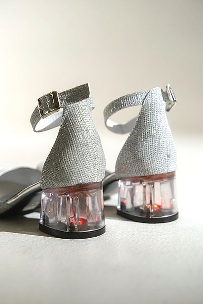 Miss Junior Lighted Transparent Heeled Silver Girls' Heeled Evening Dress Shoes