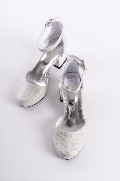 Miss Junior Sedef White Girls' Heeled Evening Dress Shoes