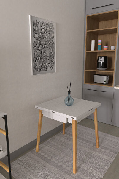 VİLİNZE Vilinze Avanos Ahşap Katlanır Kanatlı Mdf Mutfak Masası - 70x70+70 (7...