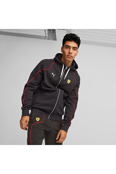 Puma Mens Scuderia Ferrari Race Long Sleeve Hoodie Sweat Jacket - Black
