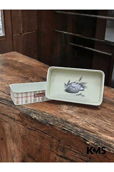 kmskumsar Baskılı Metal Dikdörtgen Lüks Ekmek Sepeti Ekmeklik