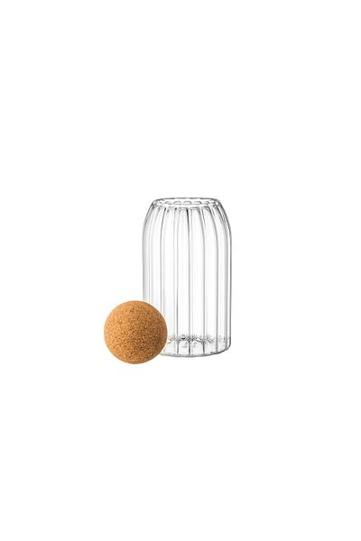 Dania Clear glass jar with cork lid, ball shape, airtight, 18 cm