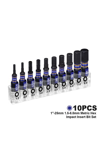 Choice 1 Inches 10pcs Geinxurn 1inches Multi Hex Head Metric Insert Bits Set,s2 Steel Hex Screwdriver Bit S