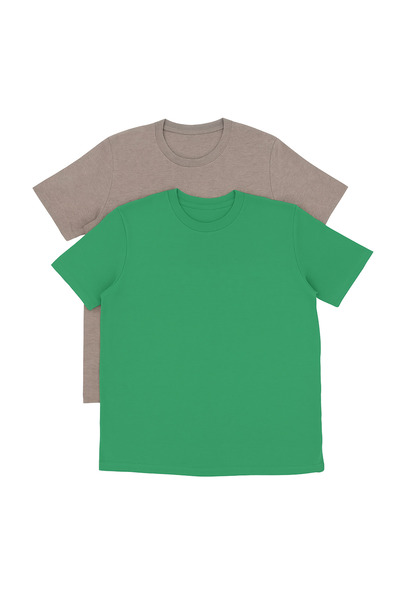 Nacar Pachet de 2 tricouri confortabile cu mânecă scurtă și gât crew pentru b...