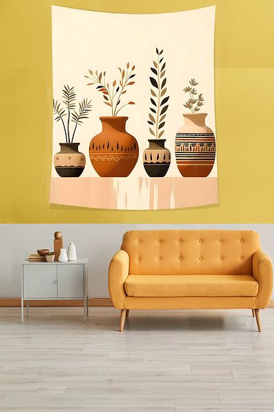 on the clouds Bohemian Style Vases Stain Resistant Fabric Wall Cloth Wall Tapestry Tapestry
