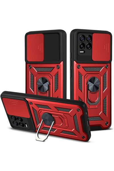 Rivor Realme 8 & Realme 8 Pro Kılıf Kamera Sürgülü Standlı Yüzüklü Darbe Emic...