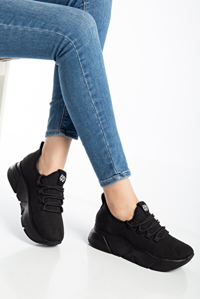 NOCS Günlük -multi Kadın Sneaker Bağcıklı Triko Esnek Hafif Ve Kalın Tabanlı Yürüyüş Spor Ayakkabı