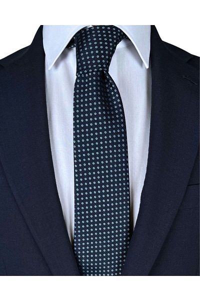 1001 Kravat Navy Blue Patterned 8 cm Wide Tie